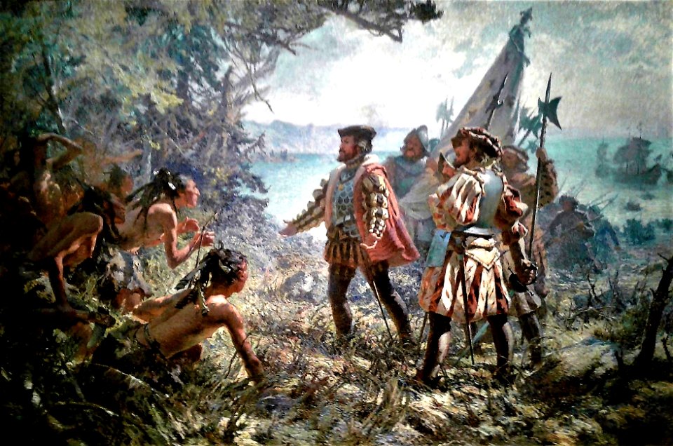 Jacques Cartier rencontre les Indiens a Stadacone, 1535