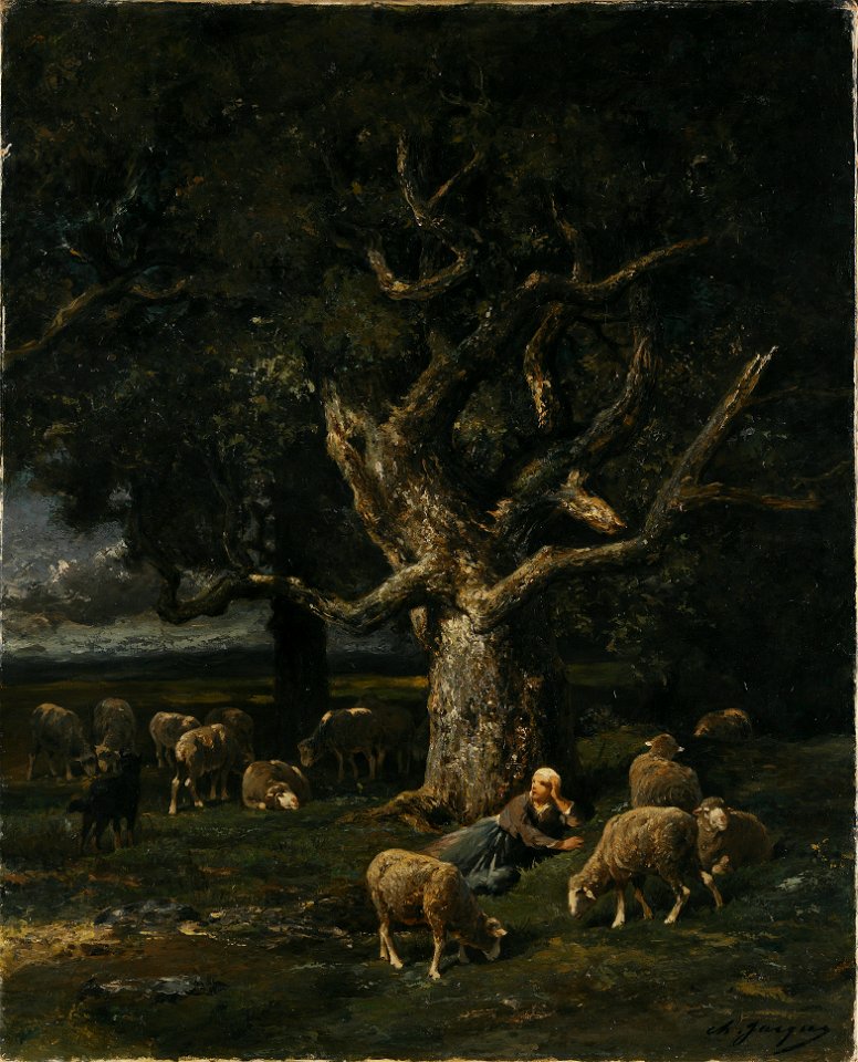 A Shepherdess and her Sheep (Charles Jacque) - Nationalmuseum - 18589