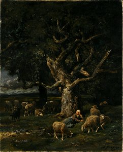 A Shepherdess and her Sheep (Charles Jacque) - Nationalmuseum - 18589