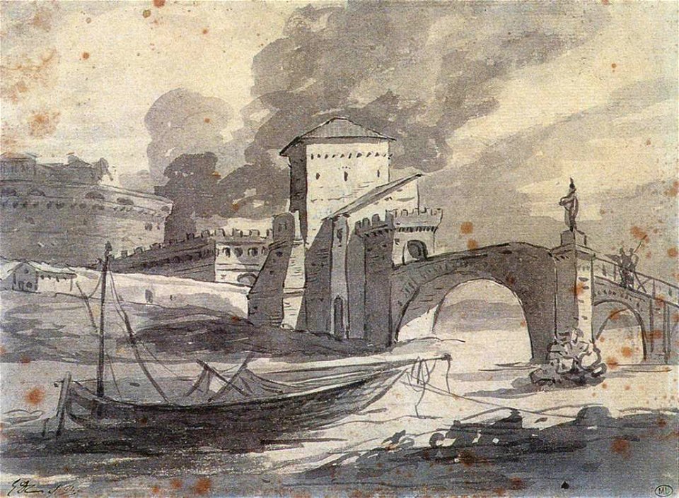 Jacques-Louis David - View of the Tiber and Castel St Angelo - WGA06104