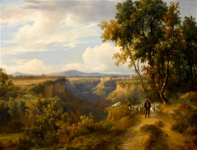 Jacques Raymond Brascassat - Un chevrier et son troupeau dans un paysage italien