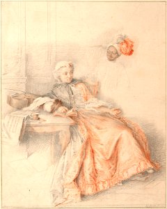 Jacques-André Portail - Young Lady Reading and a Page - Google Art Project
