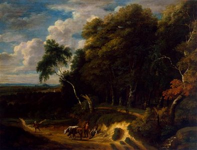 Jacques d'Arthois - Landscape with a Herd - WGA01006. Free illustration for personal and commercial use.