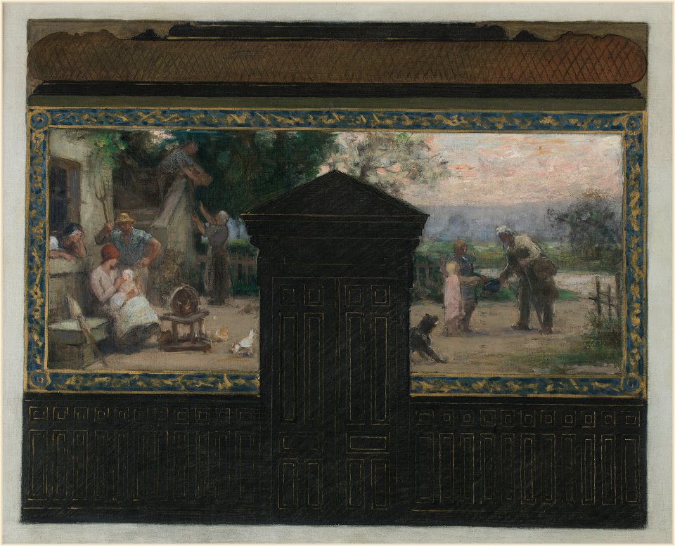 Jacques Ferdinand Humbert - Esquisse pour la mairie du 15ème arrondissement , La famille - Aumône à un pauvre - PPP4316 - Musée des Beaux-Arts de la ville de Paris
