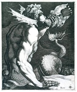 Jacques de Gheyn (III) - Triton - ca.1615. Free illustration for personal and commercial use.
