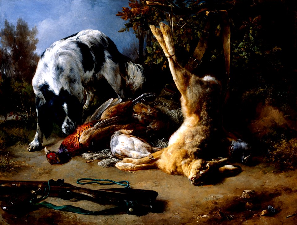 Jacques-Raymond Brascassat - Spaniel with a Still Life of Dead Game - 2006.529 - Museum of Fine Arts