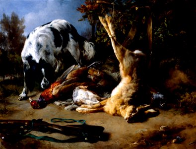 Jacques-Raymond Brascassat - Spaniel with a Still Life of Dead Game - 2006.529 - Museum of Fine Arts
