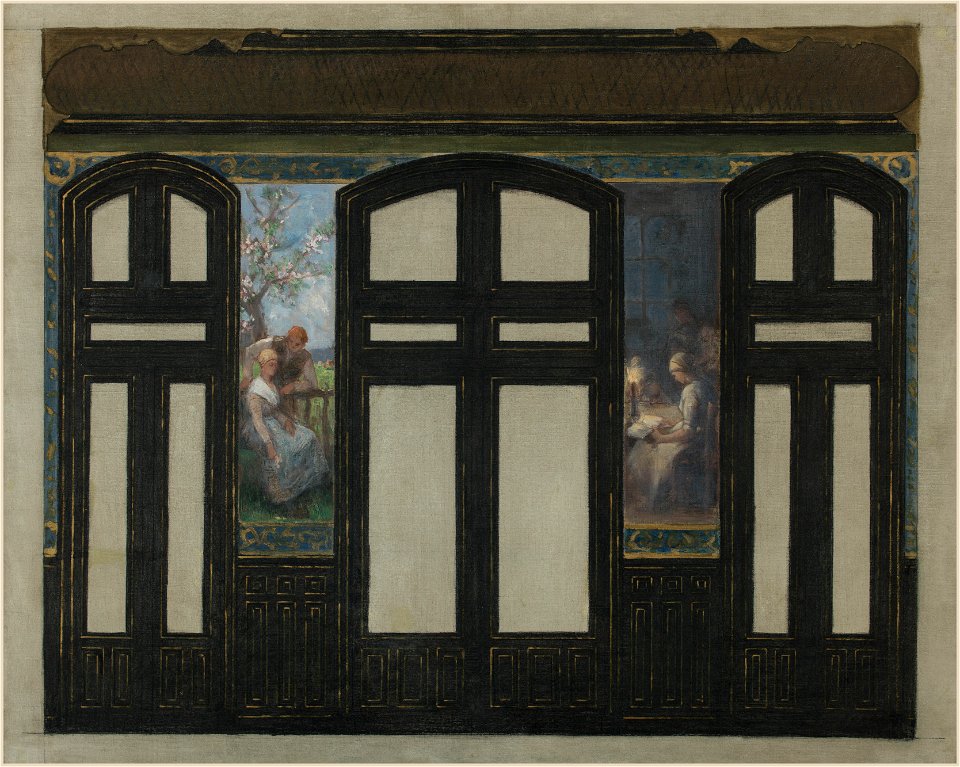 Jacques Ferdinand Humbert - Esquisse pour la mairie du 15ème , Les fiançailles - La veillée - PPP4315 - Musée des Beaux-Arts de la ville de Paris