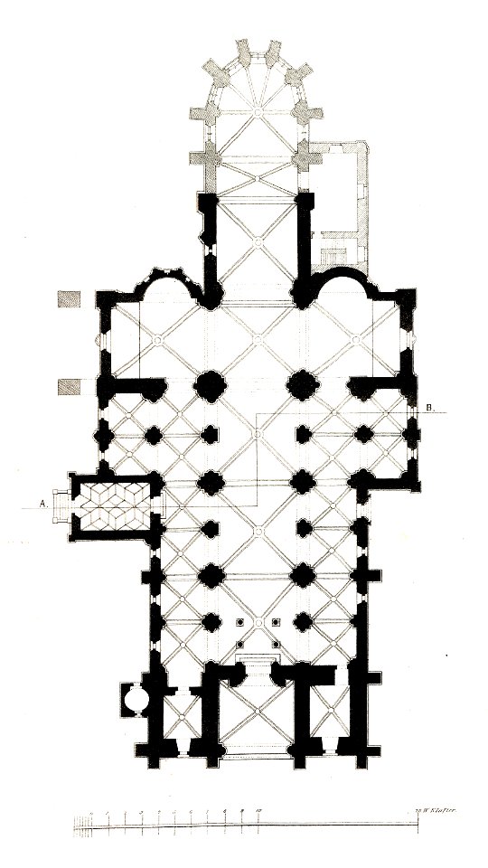 Jahrbuch MZK Band 03 - Kirchliche Baukunst in Siebenbürgen - Tafel 1 Grundriss Dom von Karlsburg