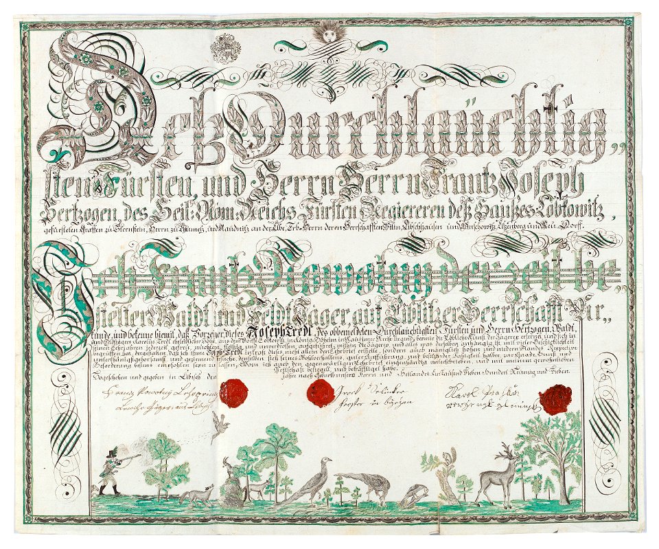 Jagdlehrbrief Lobkowitz 1797