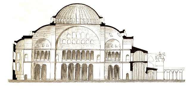 Jahrbuch MZK Band 03 - Gewölbesystem - Fig 07 Längendurchschnitt Sophienkirche zu Constantinopel