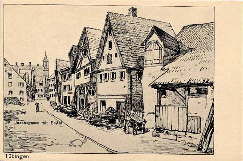 Jakobsgasse mit Spital (Zeichn-AK 1900er)