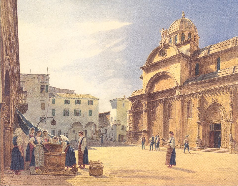 Jakob Alt - Piazza Grande mit der Domkirche von Sebenico - 1841