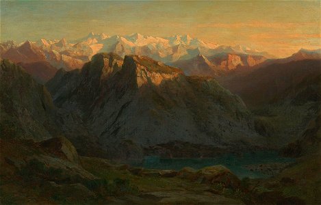 Jakob Joseph Zelger (1812-85) - View from the Pilatus towards the Glaciers of the Bernese Oberland - RCIN 406309 - Royal Collection