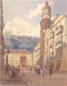 Jakob Alt - Blick auf das Goldene Dachl in Innsbruck - 1845