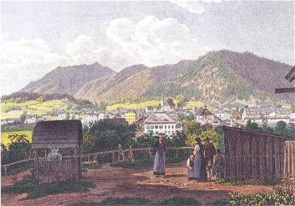 Jakob Alt - Ischl in Oberösterreich - 1833. Free illustration for personal and commercial use.