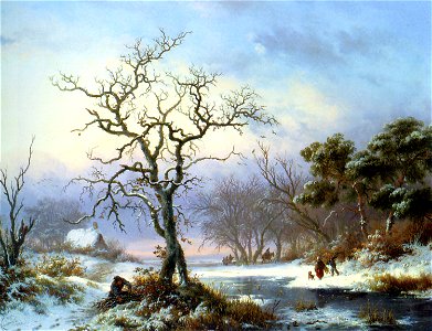 Kruseman Fredrik Marinus Faggot Gatherers in a Winter Landscape 1853 Oil On Panel