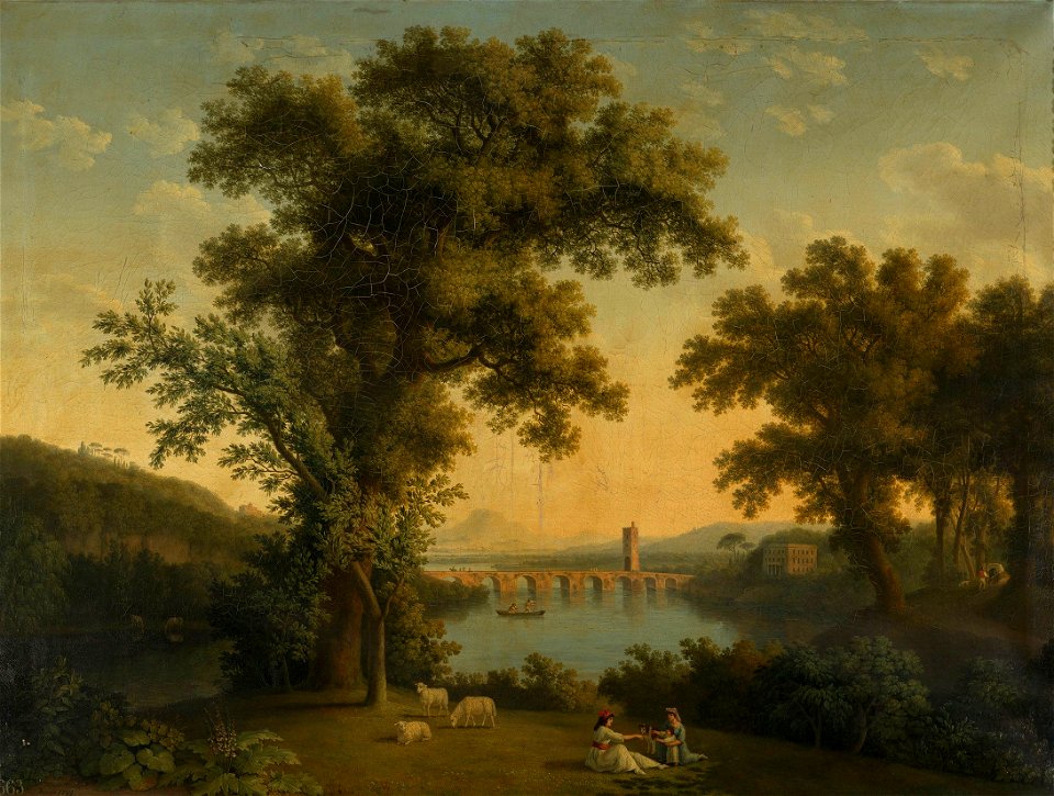Jakob Philipp Hackert (1737-1807) - River Landscape with Women Playing with a Child - RCIN 406121 - Royal Collection