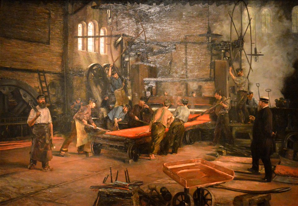 Kupferwalzwerk bei laufendem Betrieb (1891)