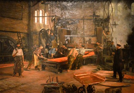 Kupferwalzwerk bei laufendem Betrieb (1891)