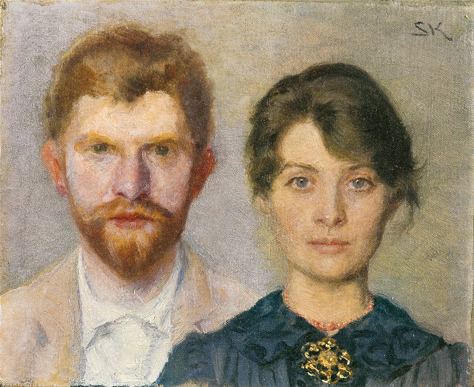 Marie Krøyer - Double portrait of Marie and P.S. Krøyer. The couple have portrayed one another - Google Art Project