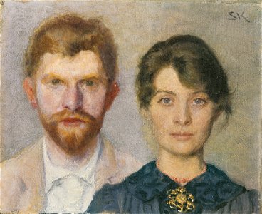 Marie Krøyer - Double portrait of Marie and P.S. Krøyer. The couple have portrayed one another - Google Art Project