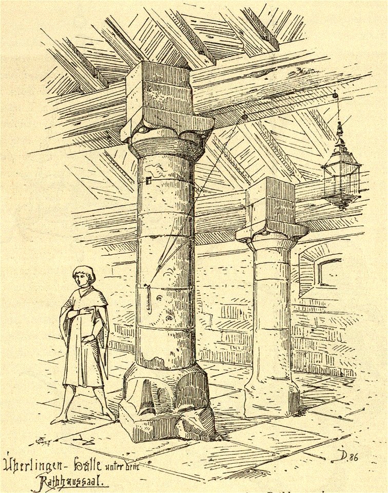 Kunstdenkmäler KN 1887 S637 Überlingen Halle unter dem Rathaussaal
