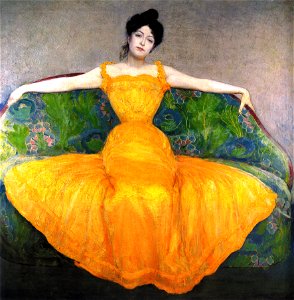 Max Kurzweil 1899 Mujer con un vestido amarillo