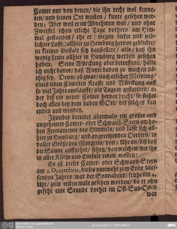 Kurtze iedoch eigentliche Und Warhafftige Beschreibung Des Cometen 04