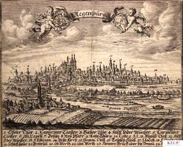 Kupferstich - Regensburg - Ansicht von Norden - um 1700