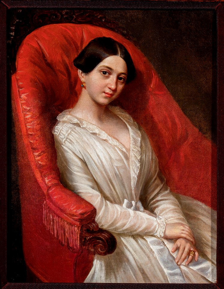 Ksawery Jan Kaniewski - Portrait of a lady in a white dress - MP 4405 - National Museum in Warsaw