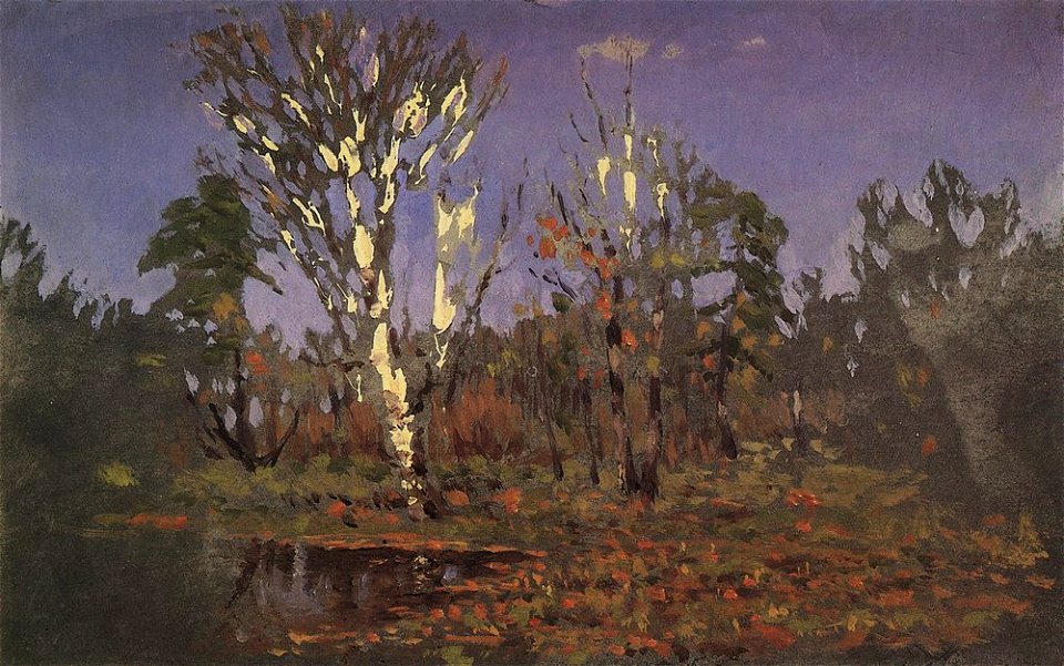 Kuindzhi A forest with a birch 1885 1890