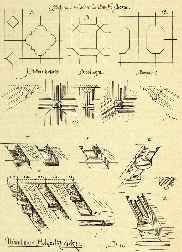 Kunstdenkmäler KN 1887 S640 Holzbalkendecken aus Überlingen und Umgegend