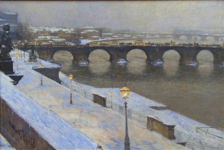 Gotthardt Kuehl Die Augustusbrücke zu Dresden im Schnee