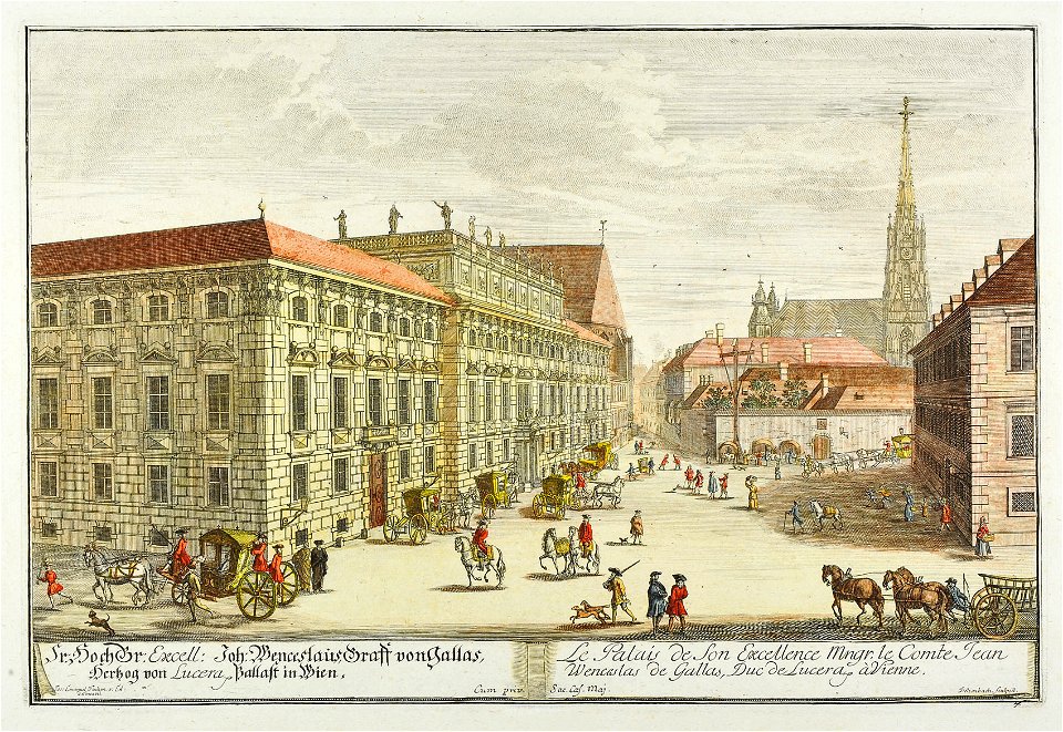 Kupferstich - Wien - Palais Lobkowitz - Delsenbach