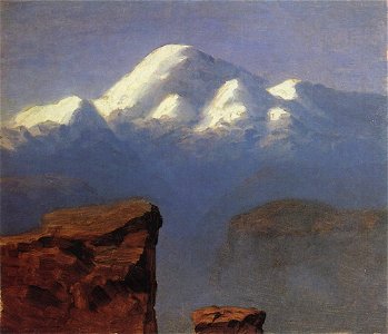 Kuindzhi Elbrus top illuminated by the sun 1898 1908. Free illustration for personal and commercial use.