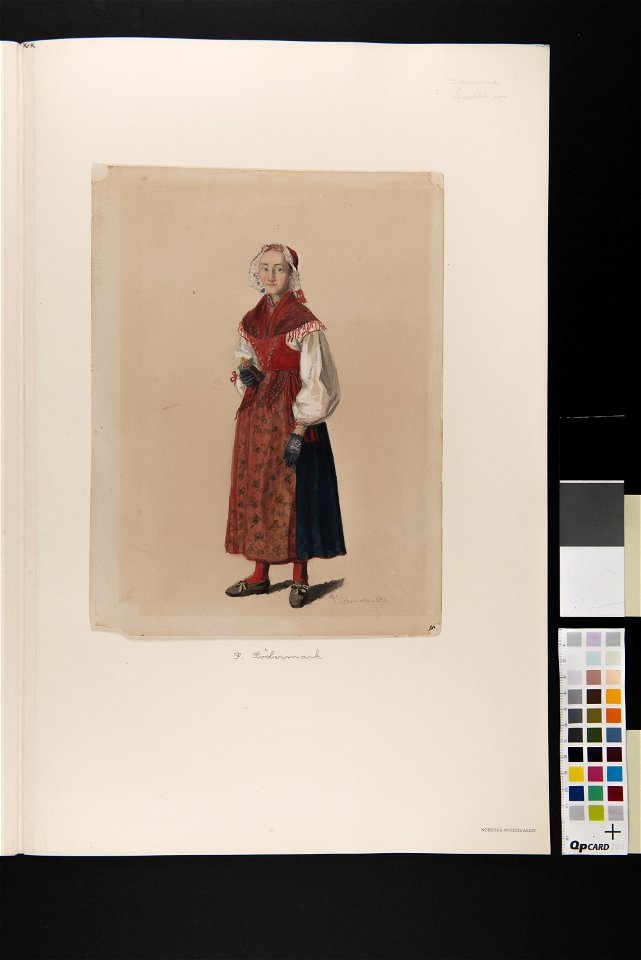 Kvinna i dräkt . Akvarell av P.Södermark - Nordiska museet - NMA.0070064 (2)