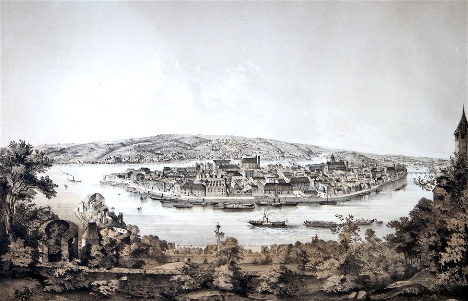 Kuhn Passau vom Oberhaus c1850