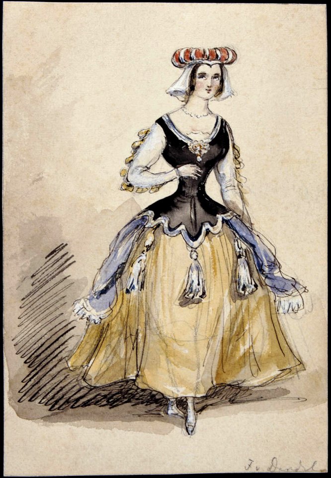 Kvinna i historisk dräkt. Fritz von Dardel - Nordiska Museet - NMA.0037684