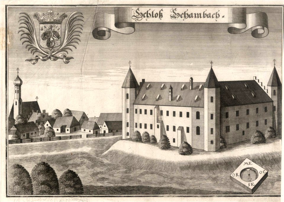 Kupferstich - Schloss Schambach - Wening