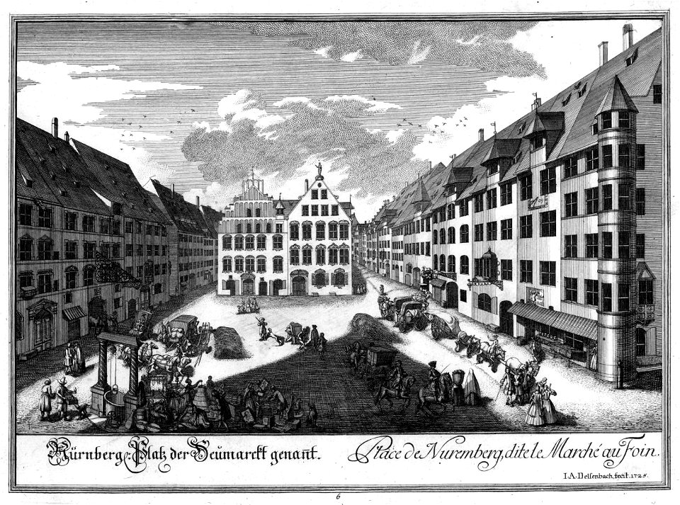 Kupferstich - Nürnberg - Heumarkt - Delsenbach - um 1720