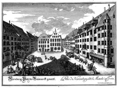 Kupferstich - Nürnberg - Heumarkt - Delsenbach - um 1720