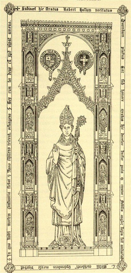 Kunstdenkmäler KN 1887 S163 Konstanz Münster Grabplatte Bischof Robert Hallum im Chor