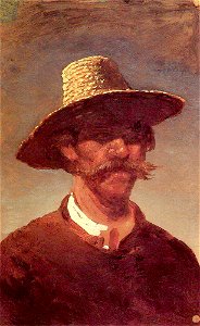 Kuindzhi The head of an Ukrainian peasant in a straw hat 1890 1895. Free illustration for personal and commercial use.