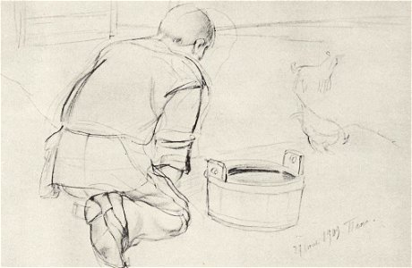 Kuzma Petrov-Vodkin figure-of-s-f-petrova-vodkin-the-artist-s-father-on-his-knees-from-the-back-1909