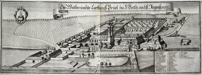 Kupferstich - Regensburg - Karthaus Prüll - Wening