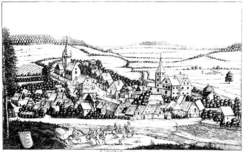 Kupferstich - Ansicht von Eschenbach - Johann Alexander Böner - 1702