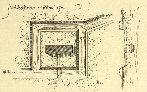 Kunstdenkmäler KN 1887 S476 Steisslingen Grundriss des Seehofschlösschens