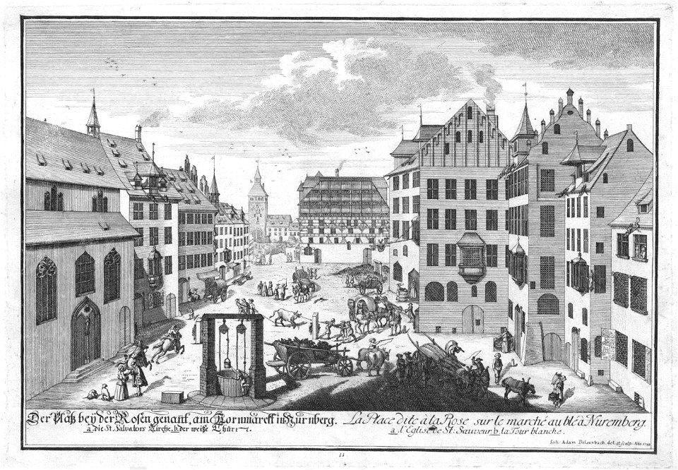 Kupferstich - Nürnberg - Ludwigsplatz - Delsenbach - um 1720