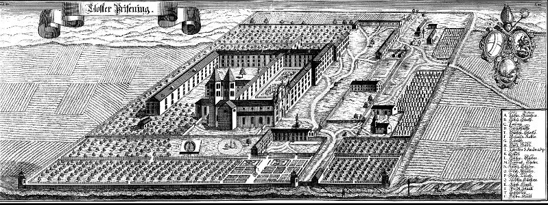 Kupferstich - Regensburg - Kloster Prüfening - Wening